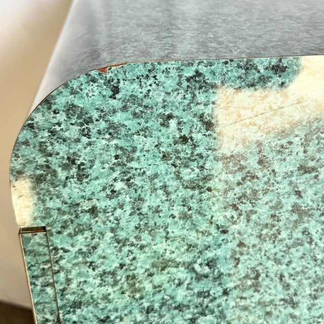 1980s Postmodern Faux Teal Granite Laminate Waterfall Armoire For Sale In Miami - Image 6 of 9