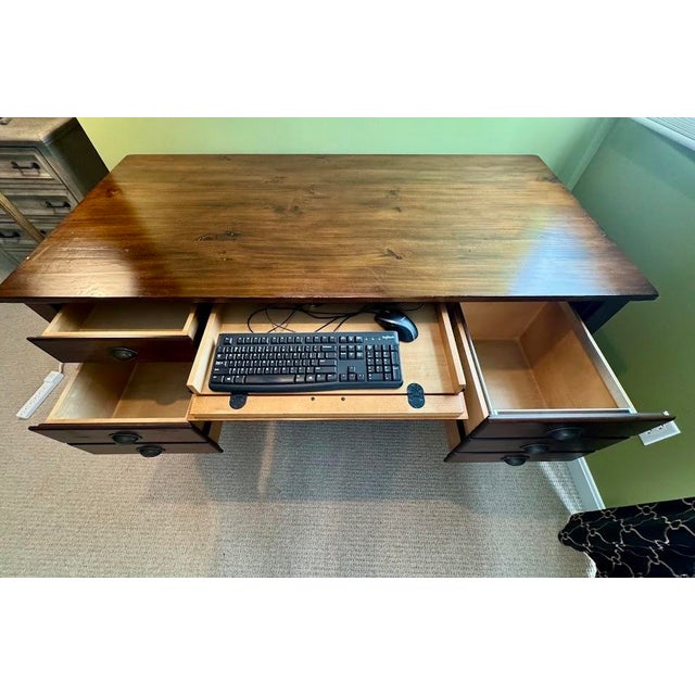 Campaign Pottery Barn Walnut Bedford Executive Desk (Check My Other Listing for a Matching Desk, Sold Separately) For Sale - Image 3 of 13