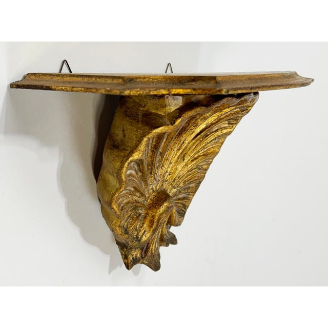 Vintage Italian Giltwood Grotto Shell Wall Shelf For Sale In Kansas City - Image 6 of 6