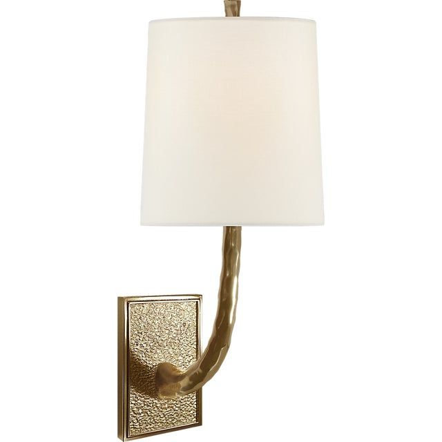 Lyric Branch Sconce in Soft Brass with Linen Shade Designer: Barbara Barry Finish: Soft Brass Height: 19.75" Width: 7.5"...