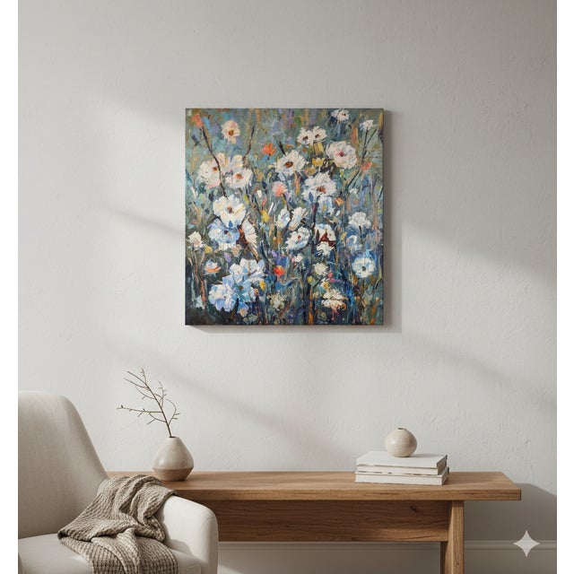 Contemporary Wild Flowers. Acrylic Floral on 1.25 in Thick Gallery Wrap Canvas. For Sale - Image 3 of 6