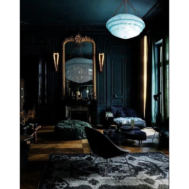 Metal Italian Sea Blue Glass Pendant, 1960s For Sale - Image 7 of 12