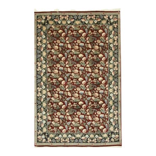 8x10 Red Hand-Knotted Wool Abundant Floral Motif Classic Traditional Carpet Rug For Sale