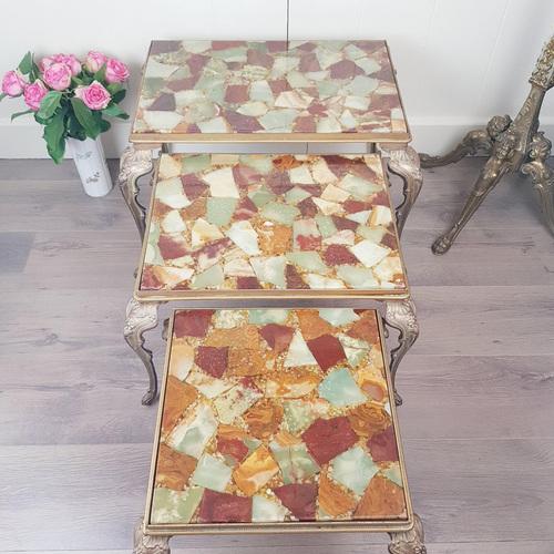 Hollywood Regency Vintage Italian Nest of Tables, Set of 3 For Sale - Image 3 of 9