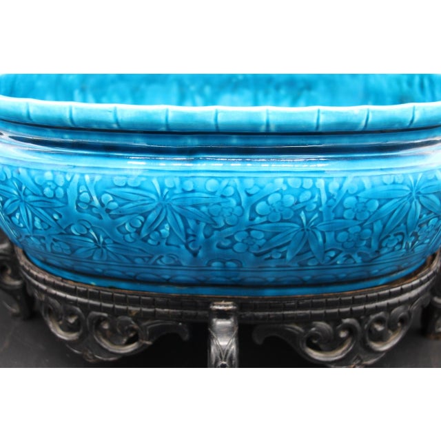 Wood Oval Ceramic Planter by Théodore Deck For Sale - Image 7 of 11