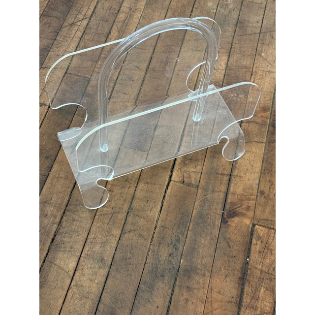1970 Lucite Magazine Holder with a handle for ease of transport. You can use it in your office as a decoration or to hold...