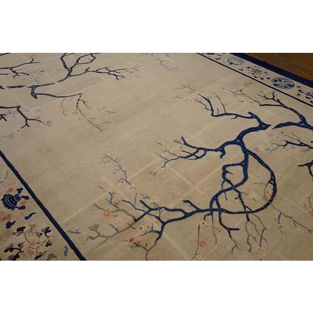 Special Ivory Background Color Asymmetric Pattern Antique Chinese Peking Rug For Sale - Image 4 of 7