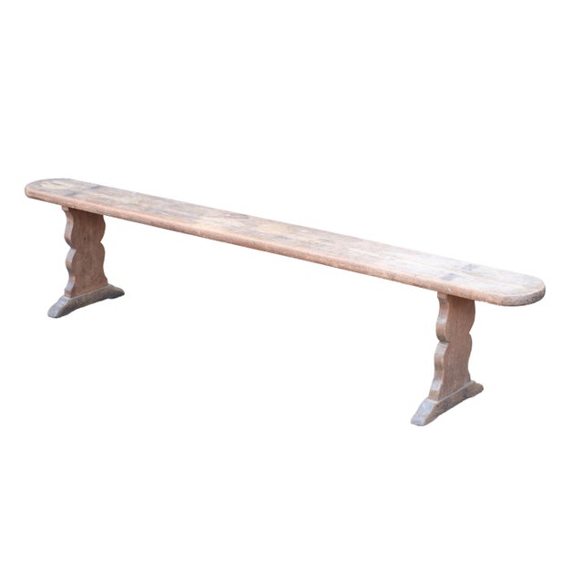 Long French Wabi-Sabi Pine Bench with Sculptural Trestle Supports, 1900 For Sale - Image 12 of 12