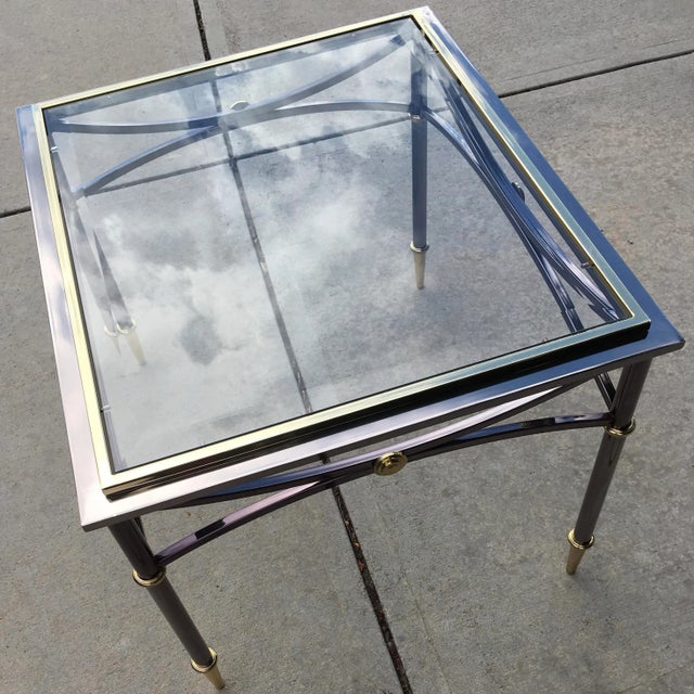 Mid 20th Century Jansen Style Gun Metal End Table With Brass Mounts From Design Institute of America For Sale - Image 9 of 13