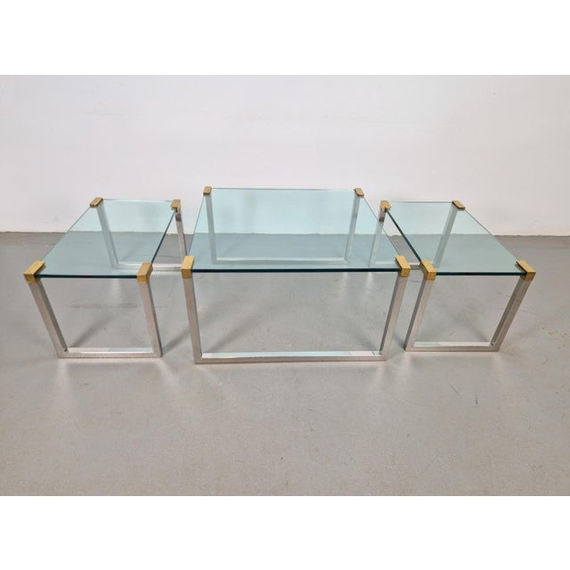 T53 Coffee and Side Tables in Brass and Glass by Peter Ghyczy, 1970s, Set of 3 For Sale - Image 18 of 18