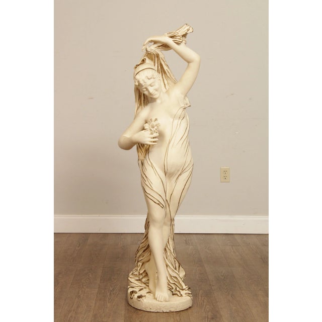 High Quality Tall Art Nouveau Style Female Maiden Figure Casted Plaster and Partial Gilt Statue