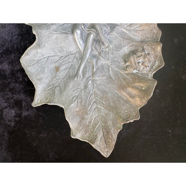 Vintage Art Nouveau Style Winged Fairy Leaf Wall Plaque Tray For Sale In Orlando - Image 6 of 9