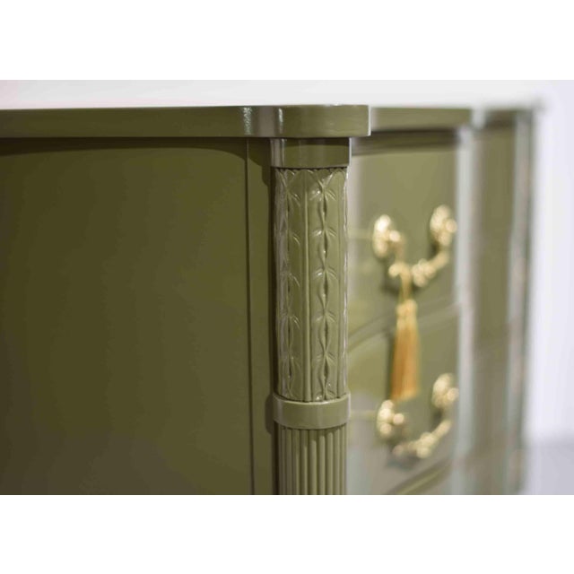 Wood Mid Century Curved Front Georgian Revival Dresser the Kentmark by Kent Coffey - Newly Painted For Sale - Image 7 of 17