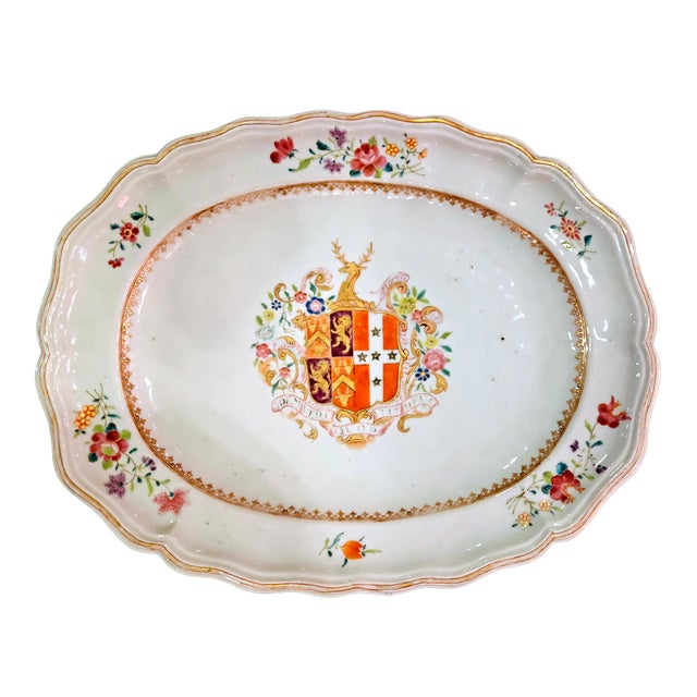 Chinese Export Armorial Porcelain Dish, Arms of Hugget impaling Randolph, Circa 1755 A fine Chinese Export porcelain...