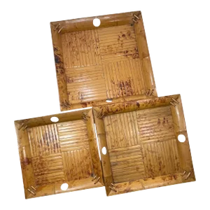 1960s Vintage Bamboo Serving Trays- Set of 3