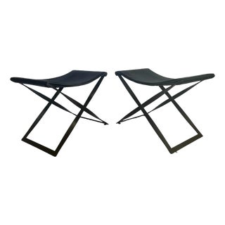 Set of Room & Board Matching Leather Bench Seats For Sale