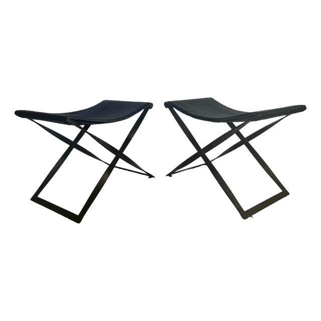 Set of Room & Board Matching Leather Bench Seats For Sale