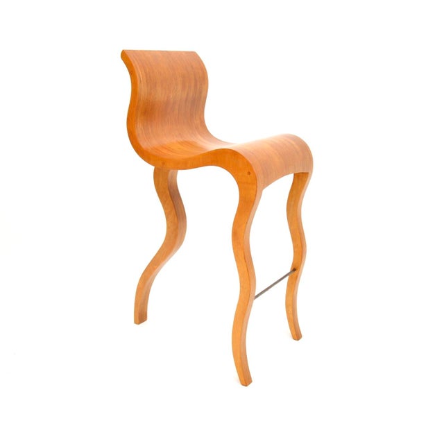 Mid-Century Modern Vintage Laminated Sculptural Bar Stool, 1960s For Sale - Image 3 of 12