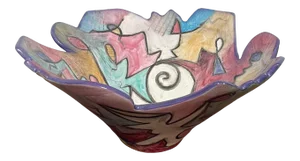 1990s Harris-Cies Abstract Postmodern Studio Pottery Bowl