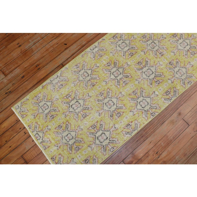 Shabby Chic Vintage Canary Yellow Turkish Runner - 2'1" x 9'2" For Sale - Image 3 of 8