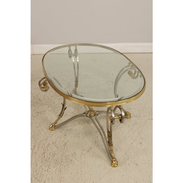Labarge Regency Brass & Steel Glass Top Coffee Table For Sale In Philadelphia - Image 6 of 13