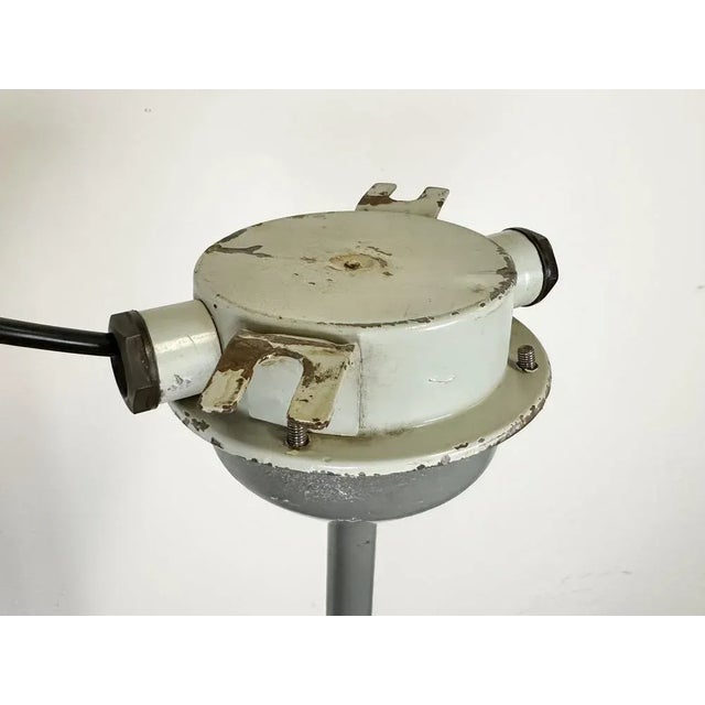 Gray Industrial Grey Enamel Ceiling Lamp from Elektrosvit, 1950s For Sale - Image 8 of 13