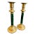 Malachite Style & Brass Candle Holders , Pair For Sale