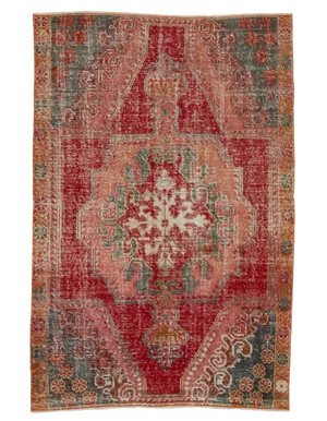 Distressed Vintage Turkish Rug- 4′4″ × 6′8″