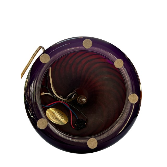 Late 20th Century Joseph Clearman Signed Blown Glass Art Nouveau Style Table Lamp, Swallowtail Studio For Sale - Image 16 of 18