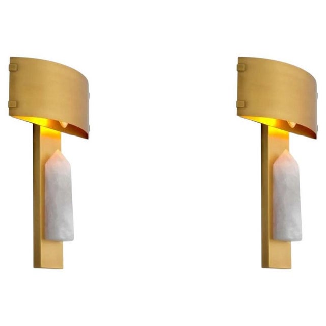 Brass and Rock Crystal Wall Lamps, Set of 2 For Sale - Image 9 of 9
