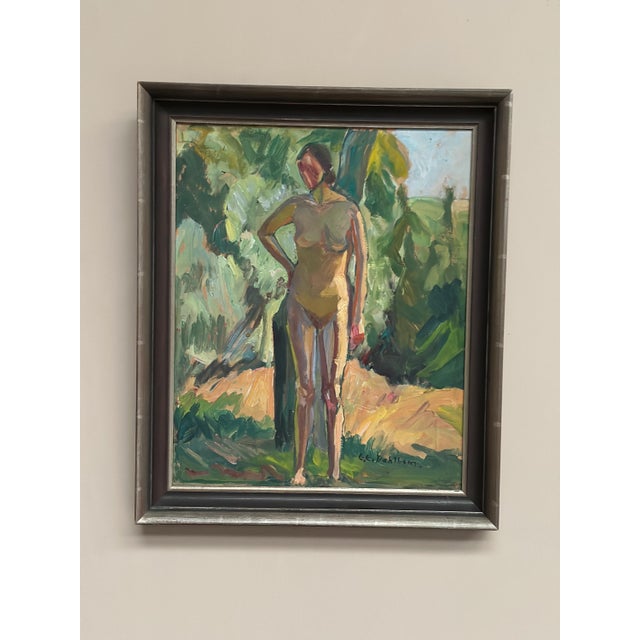 Clara-Eva Dahlbom, Standing Nude Woman, 1960s, Oil on Panel For Sale - Image 13 of 15