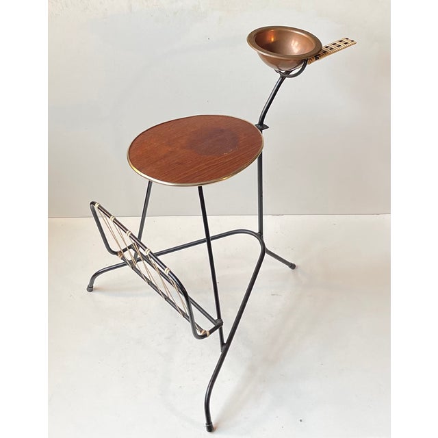 Wood Danish Smokers Side Table and Magazine Rack in Teak and String Iron, 1950s For Sale - Image 7 of 10