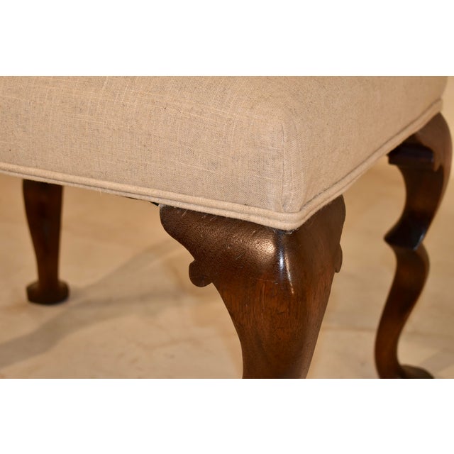 Circa 1900 English Walnut Upholstered Stool For Sale In Greensboro - Image 6 of 9