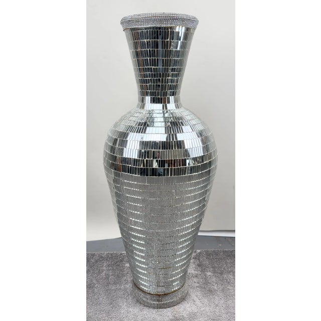 1980s Monumental Art Deco Style Micro Mosaic Mirrored Over Clay Urns, a Pair For Sale - Image 5 of 12