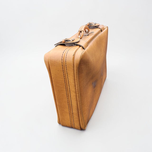 Tan Lamb Leather Suitcases, Italy, 1950s, Set of 2 For Sale - Image 10 of 18