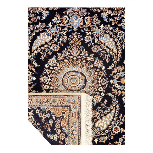 Traditional Pasargad DC Navy Blue Silk & Wool Nain Rug For Sale - Image 3 of 3
