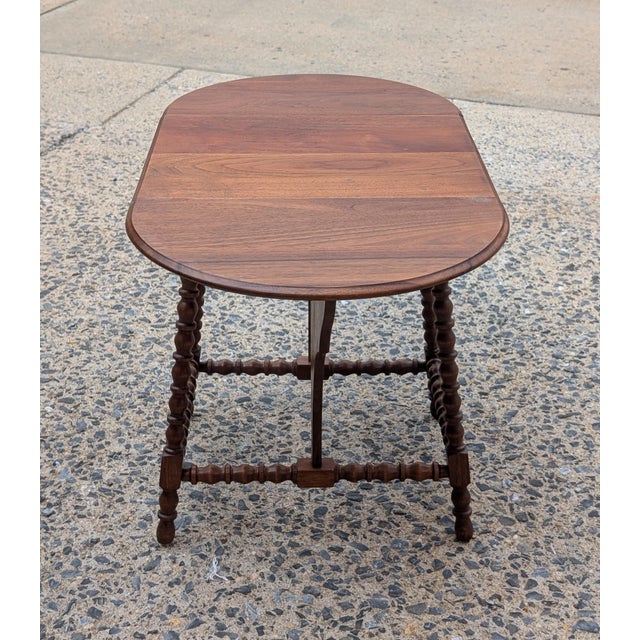 Wood Vintage Americana Style Drop Leaf Side Table Rustic Country Colonial For Sale - Image 7 of 11