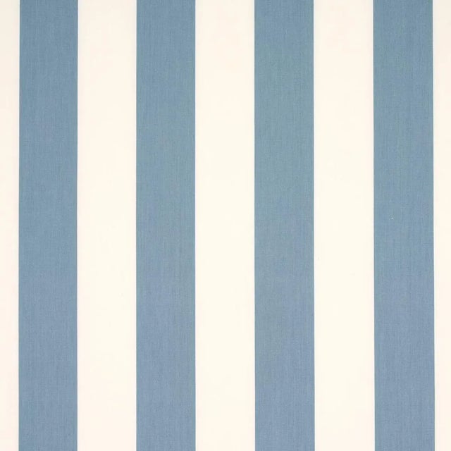 Schumacher James Stripe Fabric in Sky For Sale