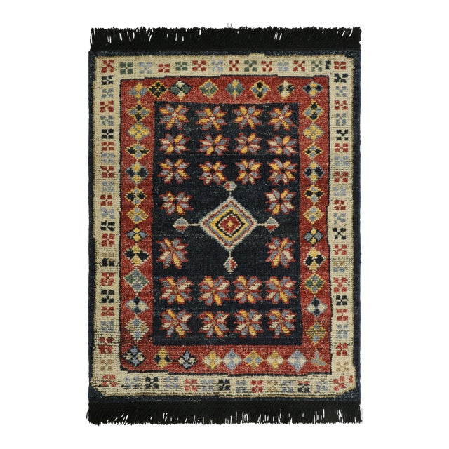 Rug & Kilim's Classic Oriental Rug with Navy and Crimson Geometric Patterns For Sale