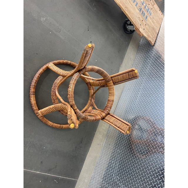 Vintage Rattan Dining Table Base, Mid 20th Century, Boho, Hollywood Regency For Sale - Image 16 of 16