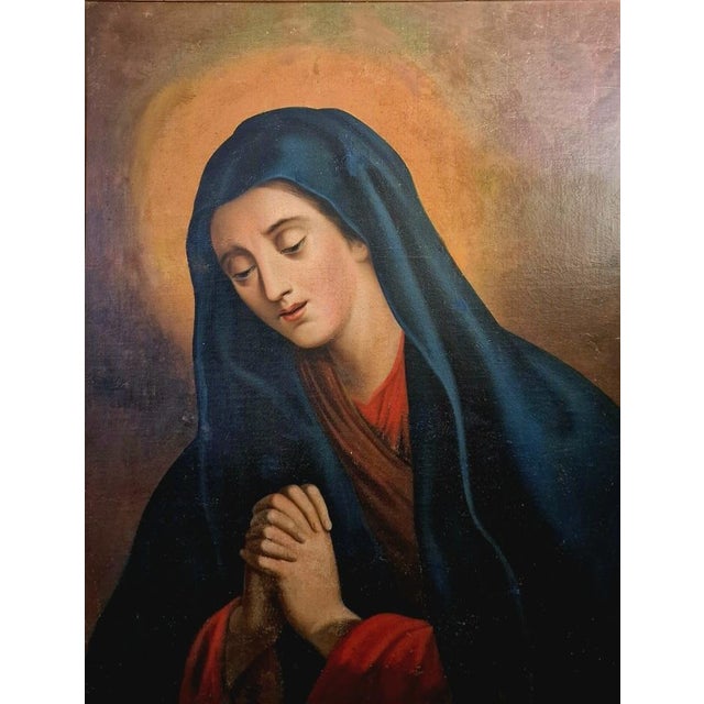 Italian School, Unknown, Madonna in Prayer, Late 18th Century, Oil on Canvas and Wood, Framed For Sale - Image 3 of 12