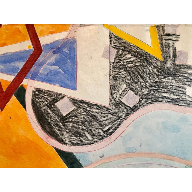 1980s Sandy Kinnee, Abstract Modernist Colorful Mixed Media Painting Handmade Paper, c.1980's For Sale - Image 5 of 6