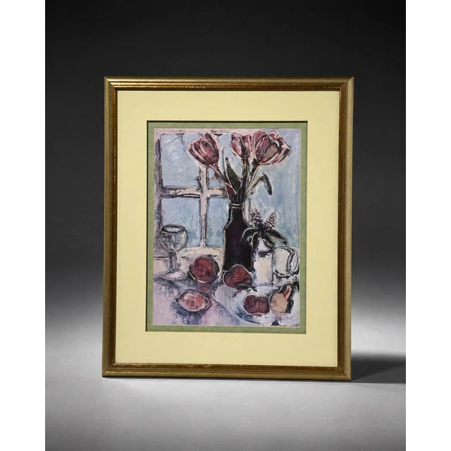 French Country 1980s Framed Floral and Fruit Still Life Wall Art For Sale - Image 3 of 4