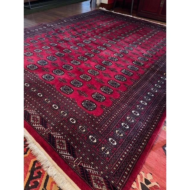 Hand-Knotted Persian Wool Rug 8'3" X 9'11" - Bokhara-Style Gul Pattern For Sale In Los Angeles - Image 6 of 13