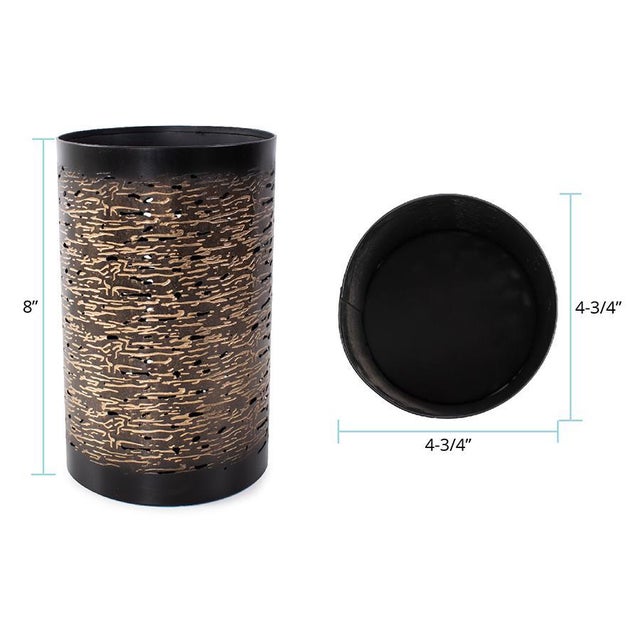 Metal Golden Thread Cylindrical Large Candle Holder For Sale - Image 7 of 10