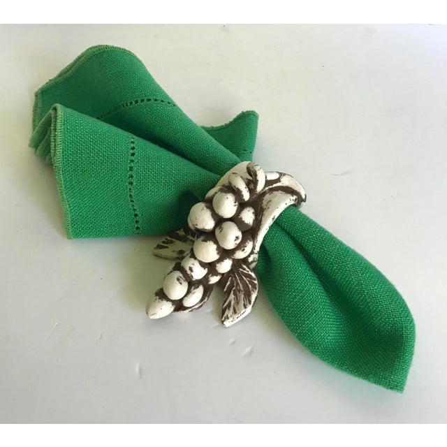 Ceramic Vintage Pottery Grape Napkin Rings - Set of 6 For Sale - Image 7 of 8