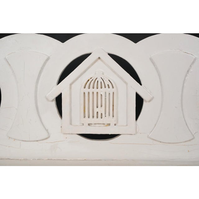 Mid 20th Century Reclaimed 4 Ft. White Wooden Folk Art Children's Bench For Sale - Image 4 of 12