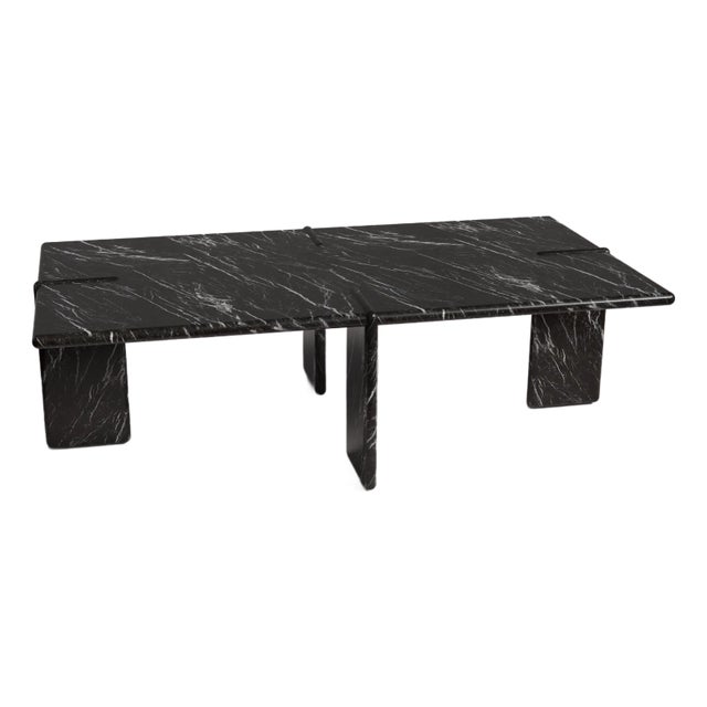 Luna Rectangular Alexander Black Marble Coffee Table 55" For Sale