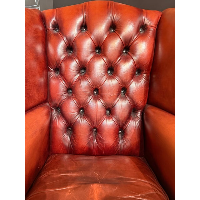 Mid-Century Scandinavian-Made Chippendale-Style Leather Windback Chair For Sale - Image 10 of 11