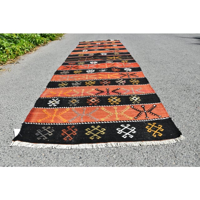 1960s 1960s Rustic Hand Knotted Striped Runner Rug For Sale - Image 5 of 11